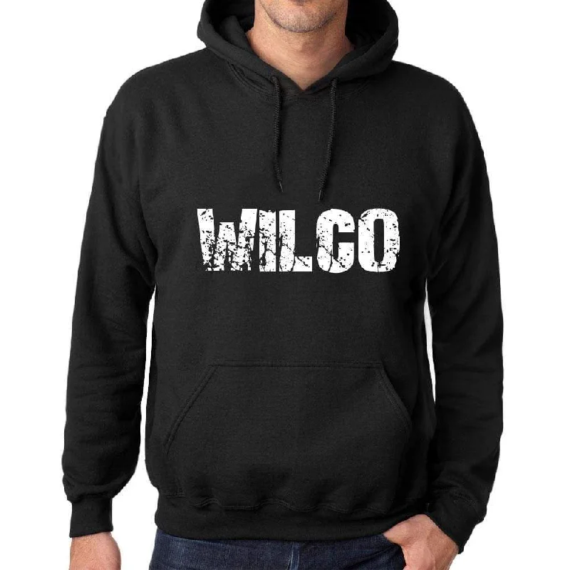 Men's Women's Unisex Printed Graphic Cotton Hoodie Soft Heavyweight Hooded Sweatshirt Pullover Popular Words WILCO Deep Black