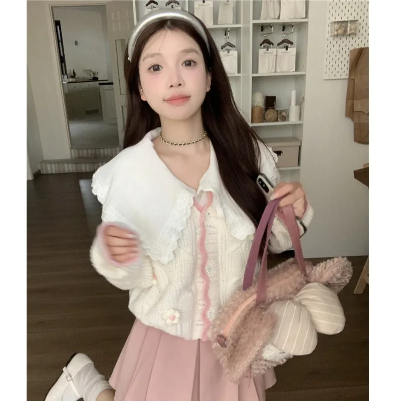 Women's Korean Style Flower Knitted Cardigan