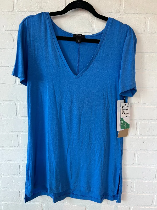 Blue Top Short Sleeve Basic Halogen, Size M