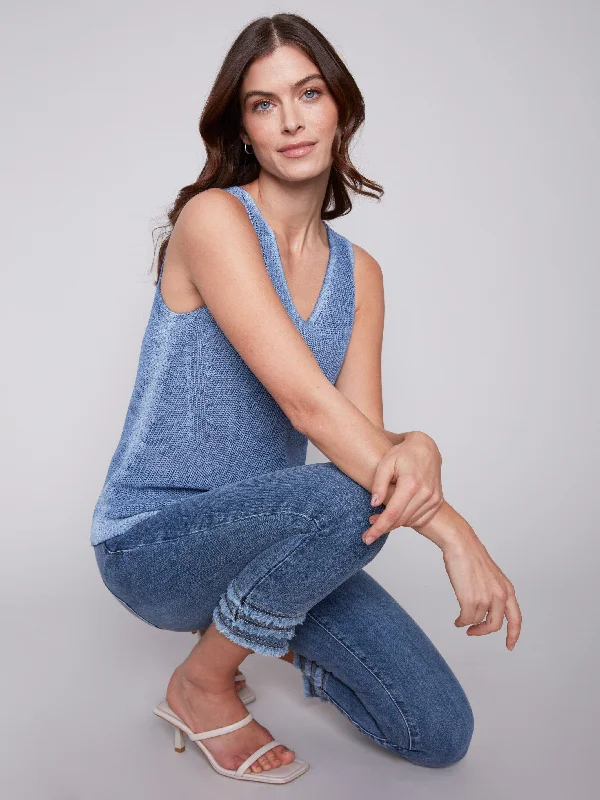 Cold-Dye Knit Cami - Denim