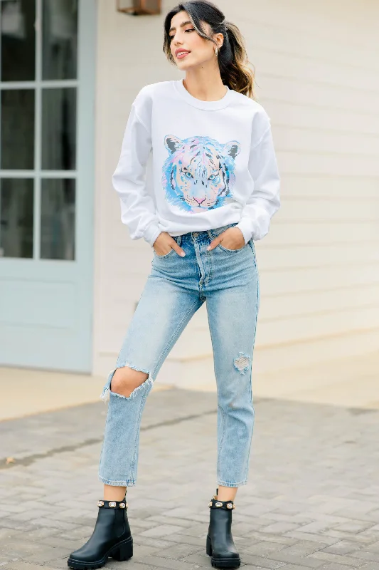 Fierce Fun White Graphic Sweatshirt