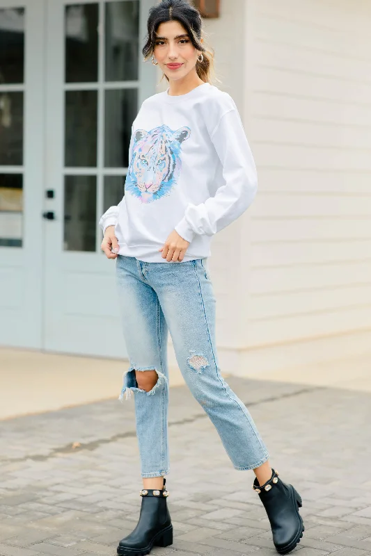 Fierce Fun White Graphic Sweatshirt