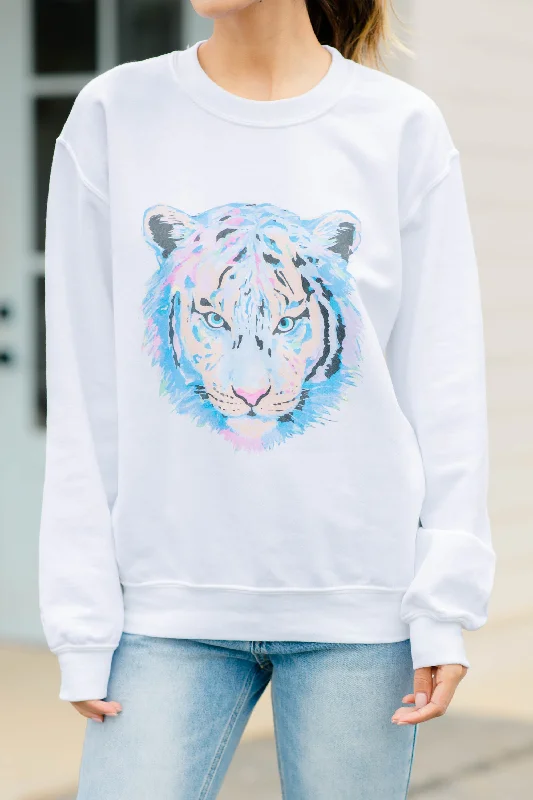 Fierce Fun White Graphic Sweatshirt