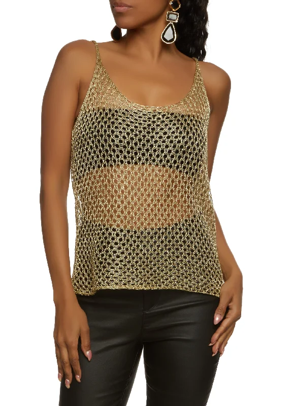 Scoop Neck Fishnet Tank Top