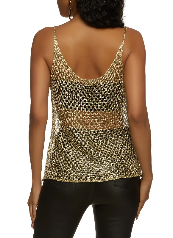 Scoop Neck Fishnet Tank Top