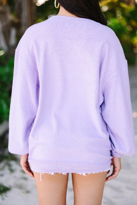 Happiest Hour Lilac Purple Graphic Corded Sweatshirt