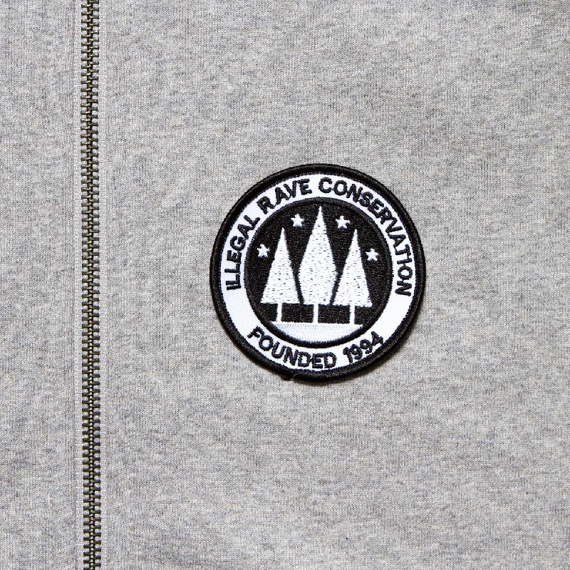 Illegal Rave Crest - Zipped Hood - Grey