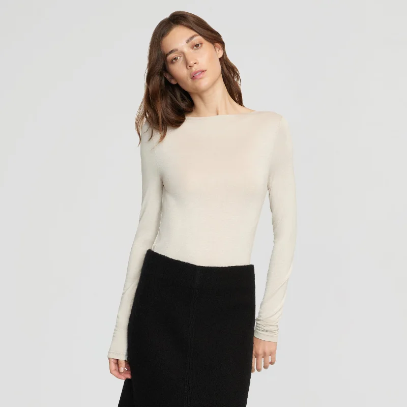 Layla Slit-Neck Long-Sleeve Tee