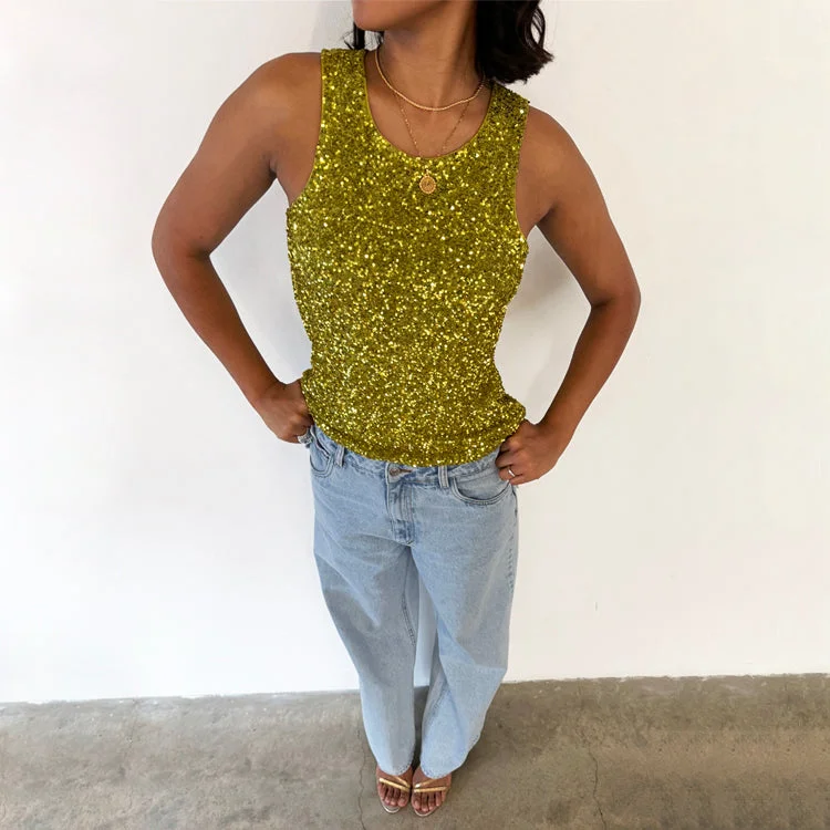 Lime Sequin Tank Top