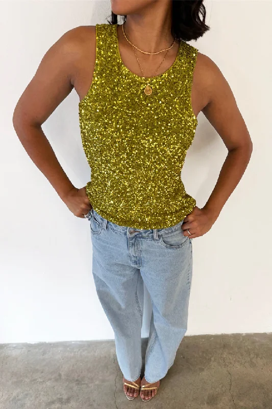 Lime Sequin Tank Top