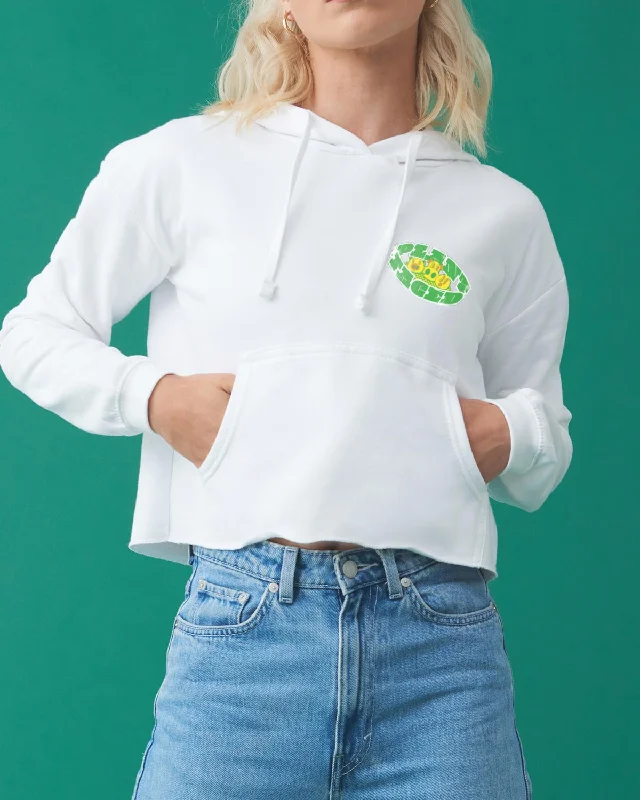 No Animals Consumed Club Crop Hoodie - White