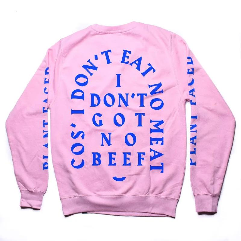 No Beef Sweater - Baby Pink x Electric Blue