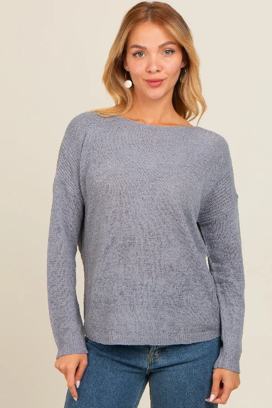 Periwinkle Contrast Knit Panel Maternity Sweater