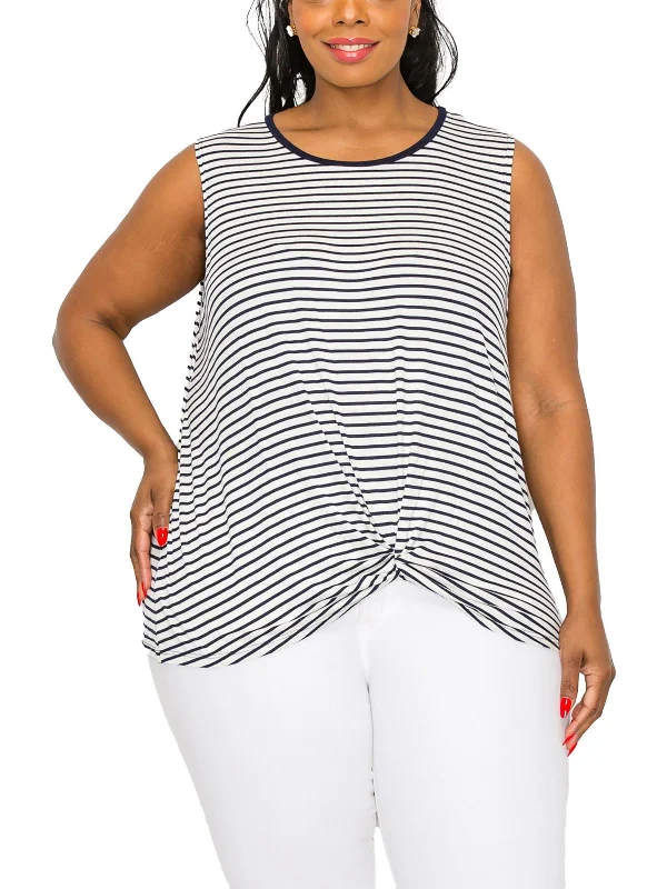 Plus Womens Striped Rayon Tank Top