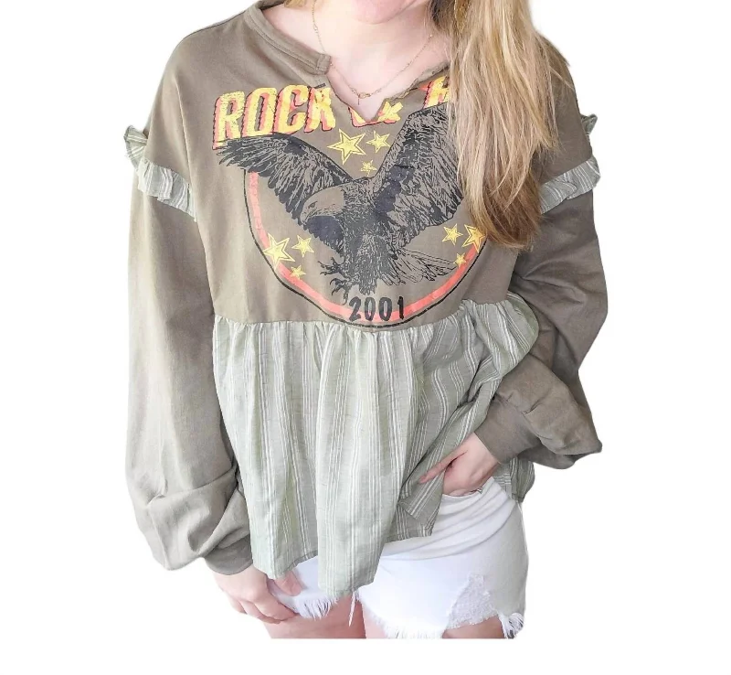 Rock-N-Roll Long Sleeve Top In Grey