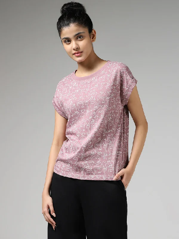 Studiofit Pink Printed T-Shirt