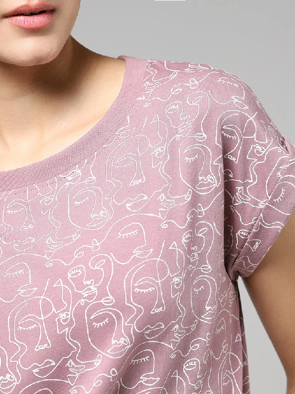 Studiofit Pink Printed T-Shirt