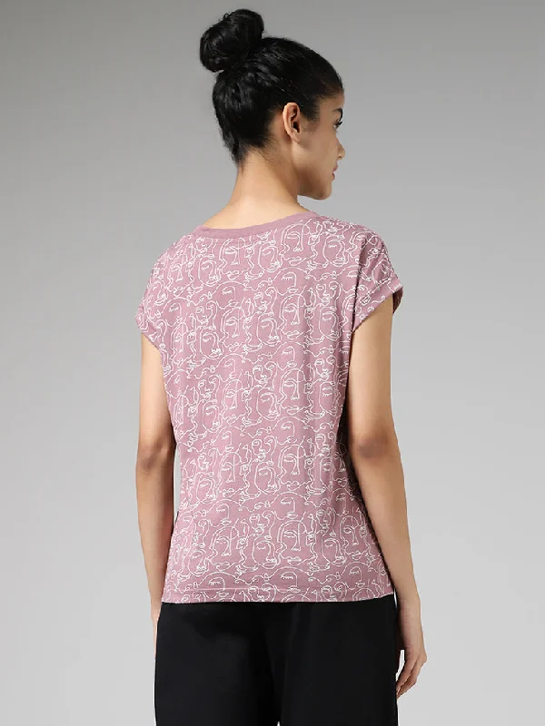 Studiofit Pink Printed T-Shirt