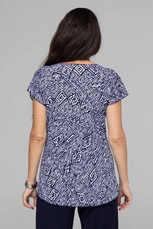 Tracks Print Short Sleeve Jersey Top