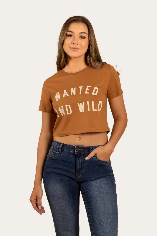 Wanted Womens Cropped T-Shirt - Toffee