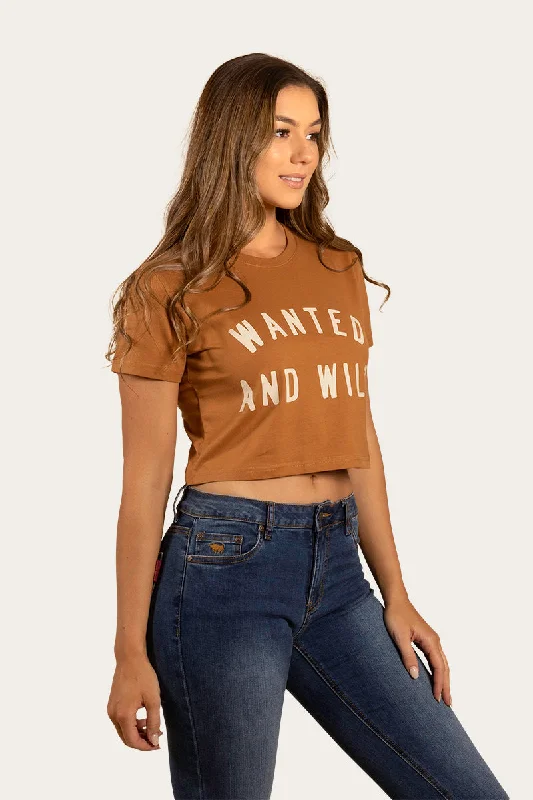 Wanted Womens Cropped T-Shirt - Toffee